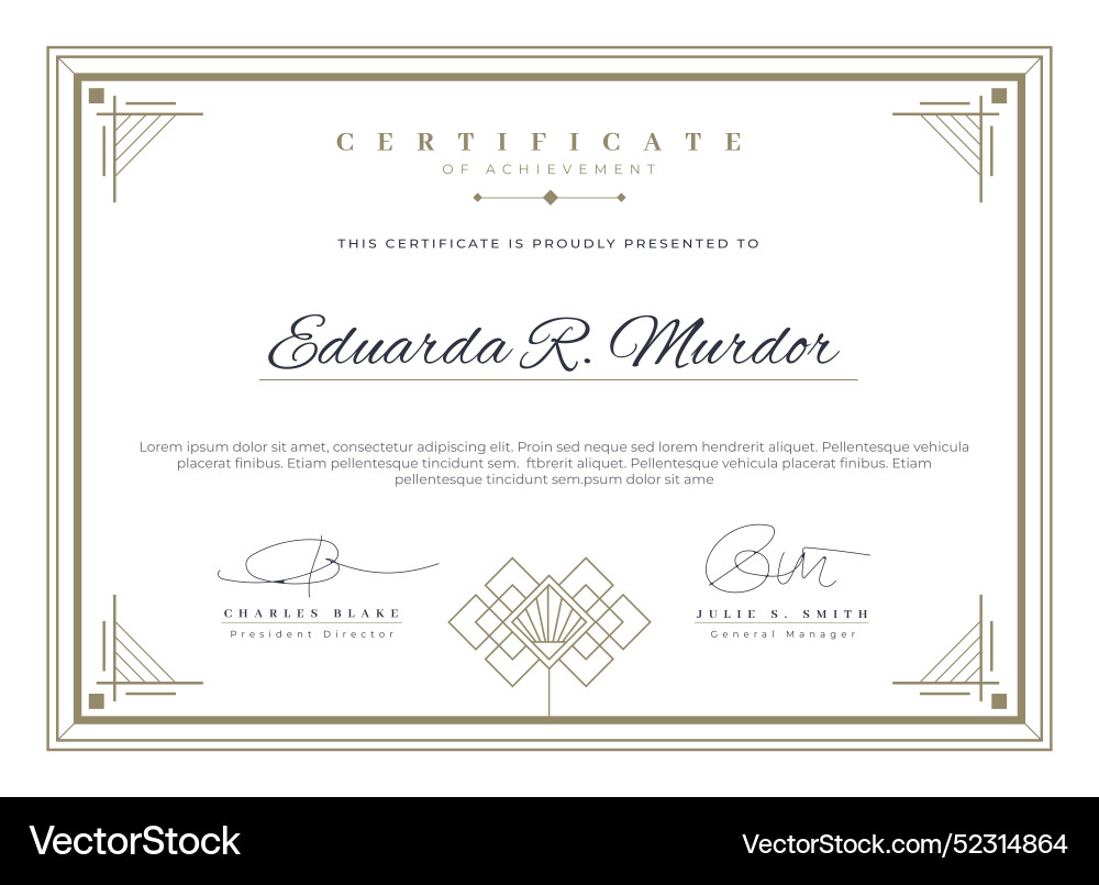 Certificate with elegant frame template Vector Image