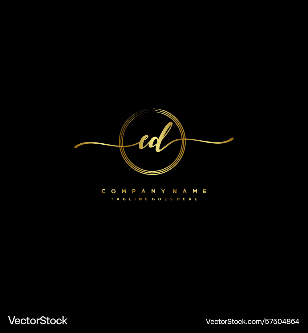 Ed initial handwriting logo with circular wave Ed initial handwriting logo with circular wave Vector Image