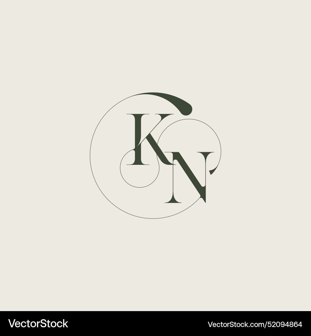 Elegant Initial Monogram - KN Vector Image