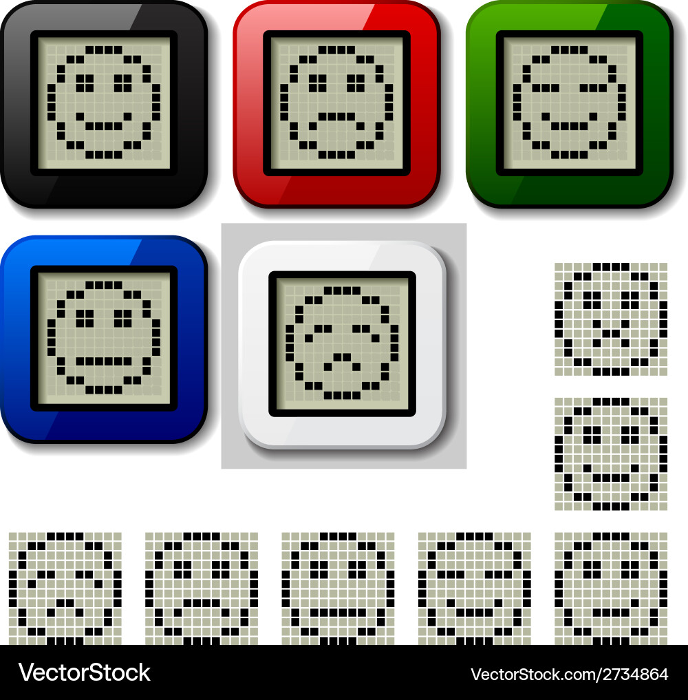 Lcd display pixel smiley faces vector image