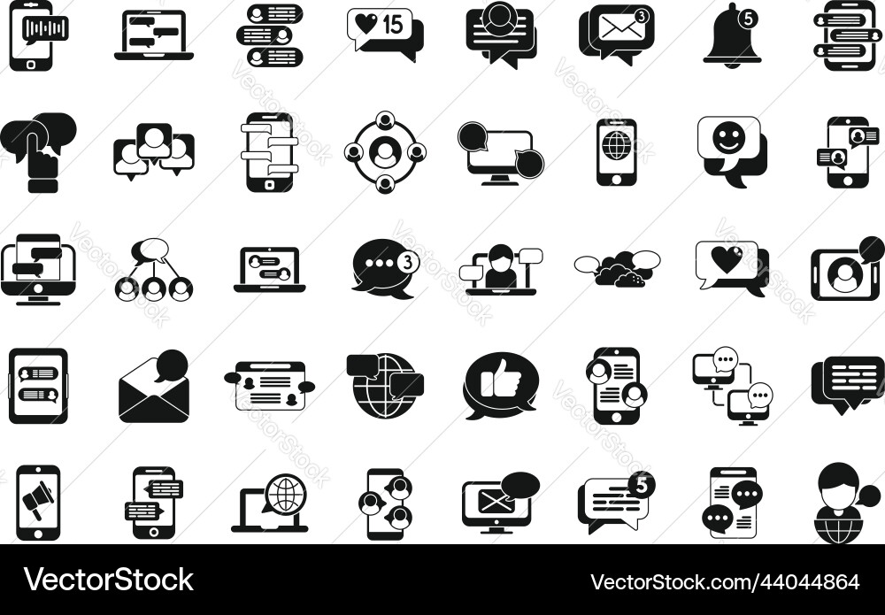 Messaging network icons set simple share star Messaging network icons set simple share star vector image