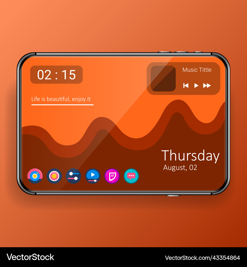 Orange mobile application menu user interface vector image