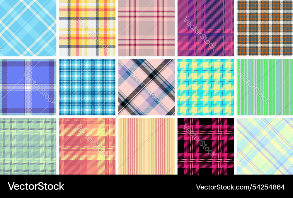 Plaid pattern set with rustic charm ideal Plaid pattern set with rustic charm ideal Vector Image