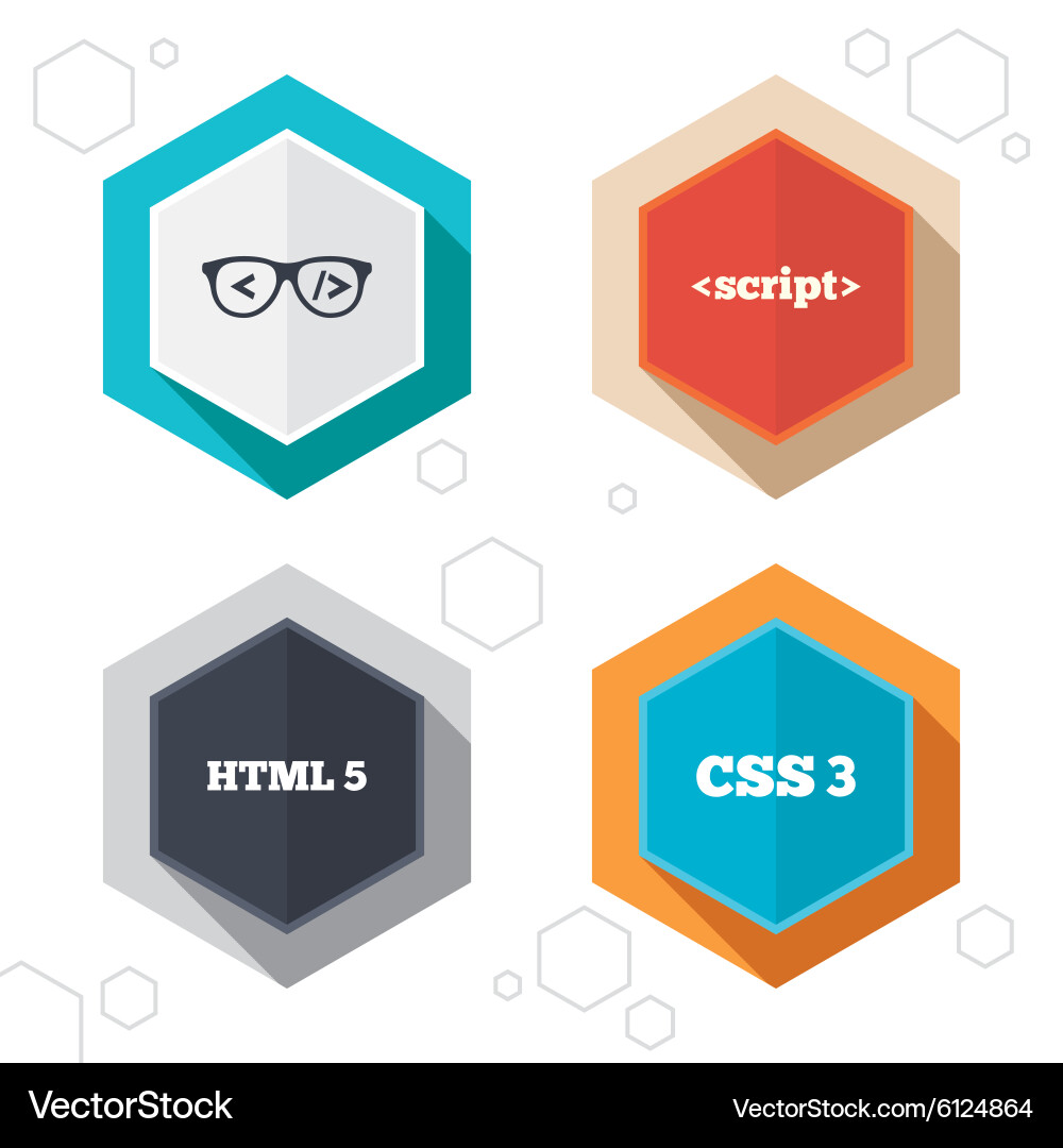 Programmierer Codierer Gläser html Markup Sprache vektorbild
