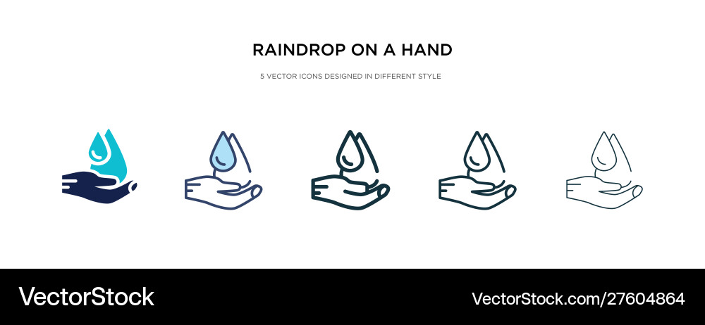 Raindrop on a hand icon in different style two Raindrop on a hand icon in different style two vector image