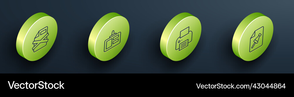 Set isometric line delete file document Set isometric line delete file document vector image