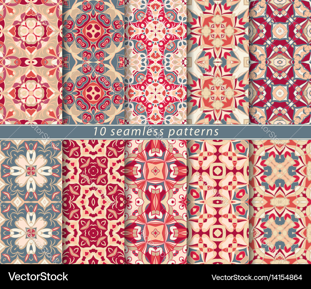 Set of ten seamless abstract patterns vector image