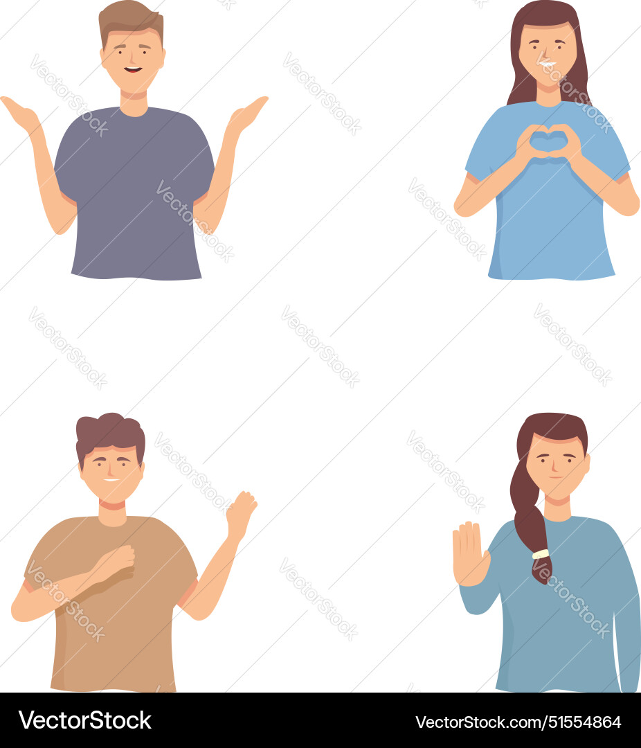 Set of various gestures by cartoon characters Set of various gestures by cartoon characters Vector Image