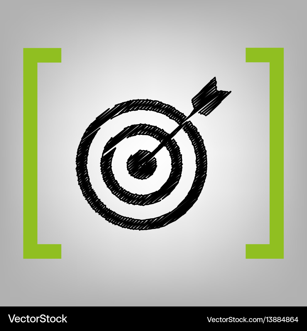 Target with dart black scribble icon Target with dart black scribble icon vector image