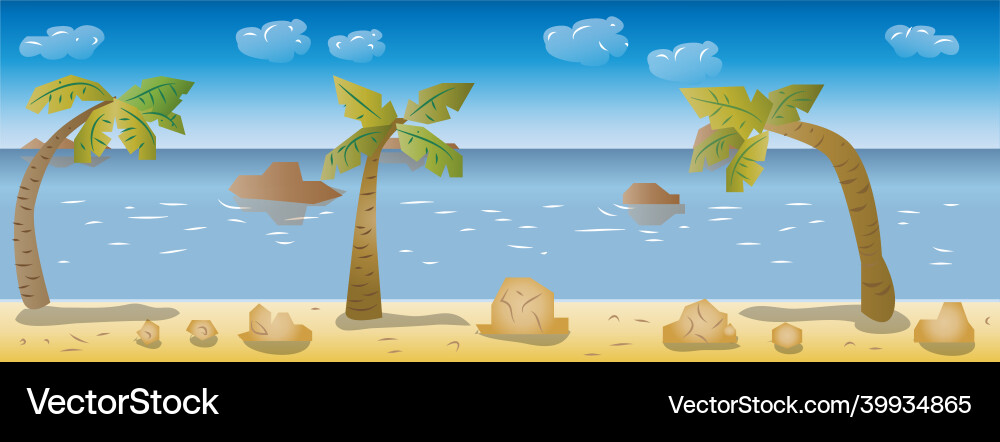 2d side scrolling beach game background 2d side scrolling beach game background Vector Image
