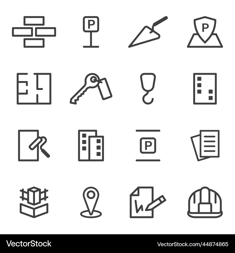 A set of icons for construction site linear A set of icons for construction site linear vector image