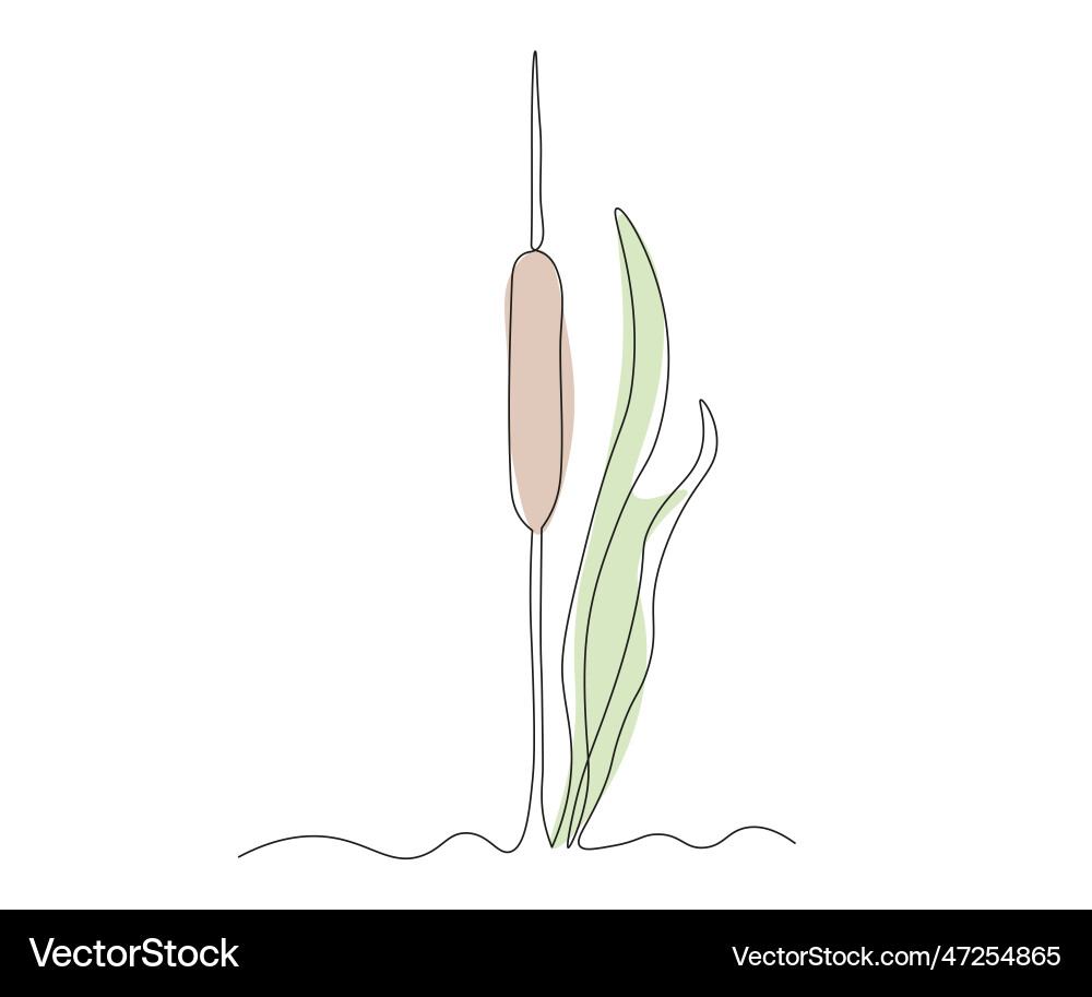 Abstract reed continuous one line drawing vector image