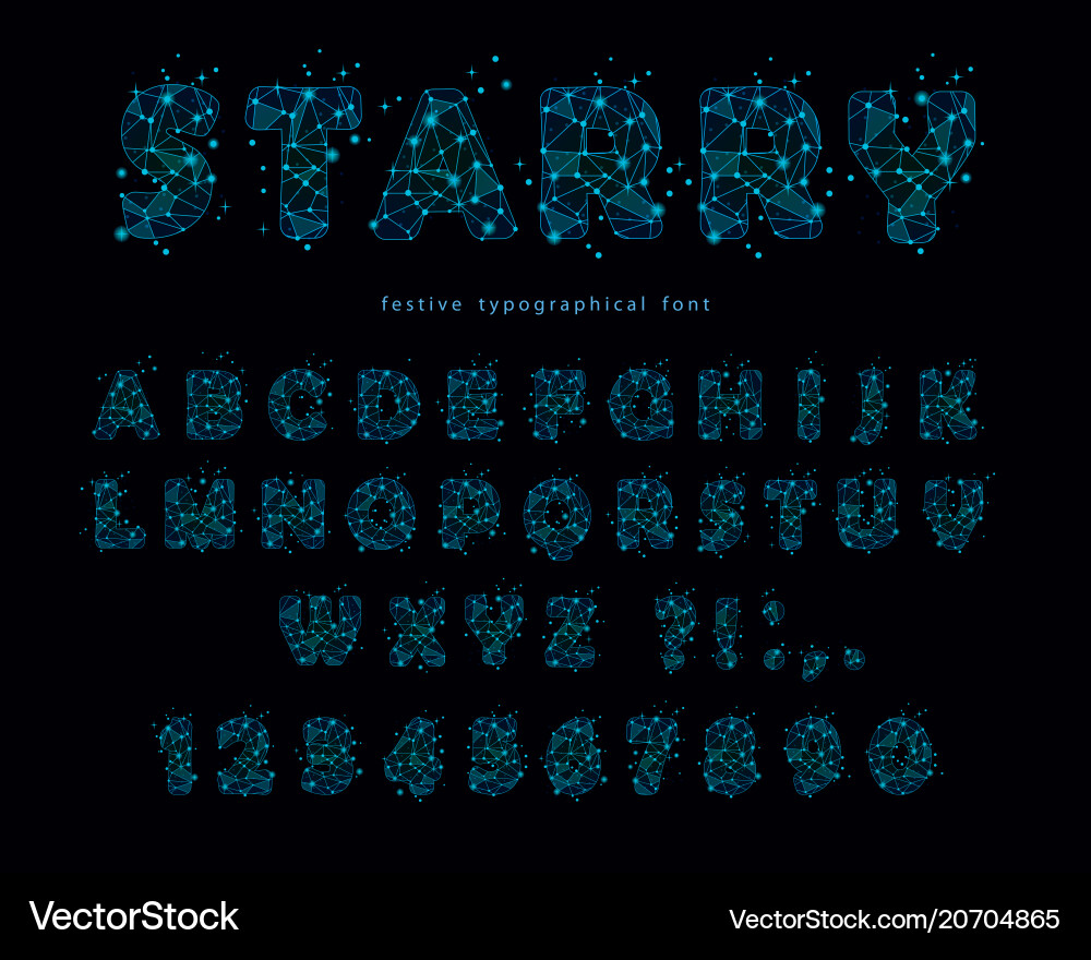 Abstract Starry Polygon Font vector image