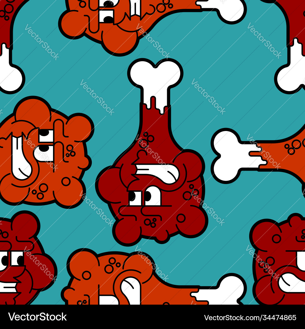 Angry roasted chicken leg pattern seamless evil Vector Image