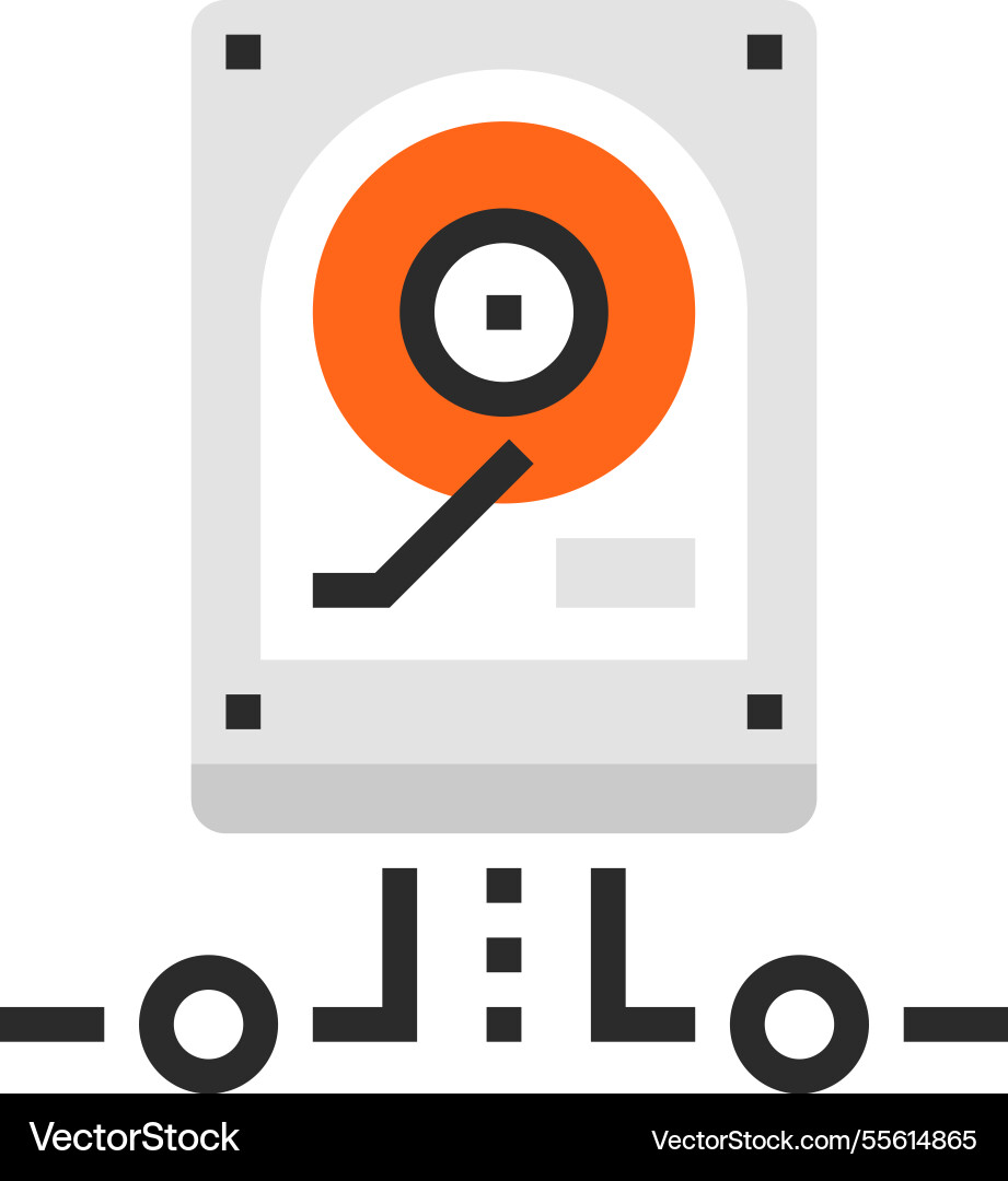 Backup system flat line web icon concept vector image