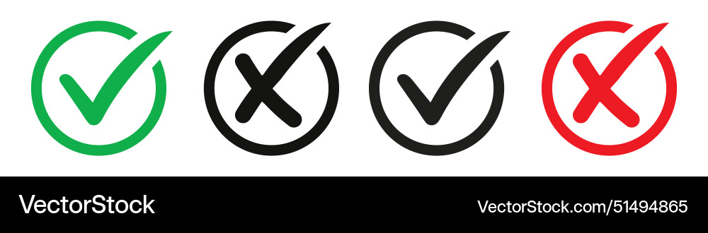 Check mark icon button set box vector image