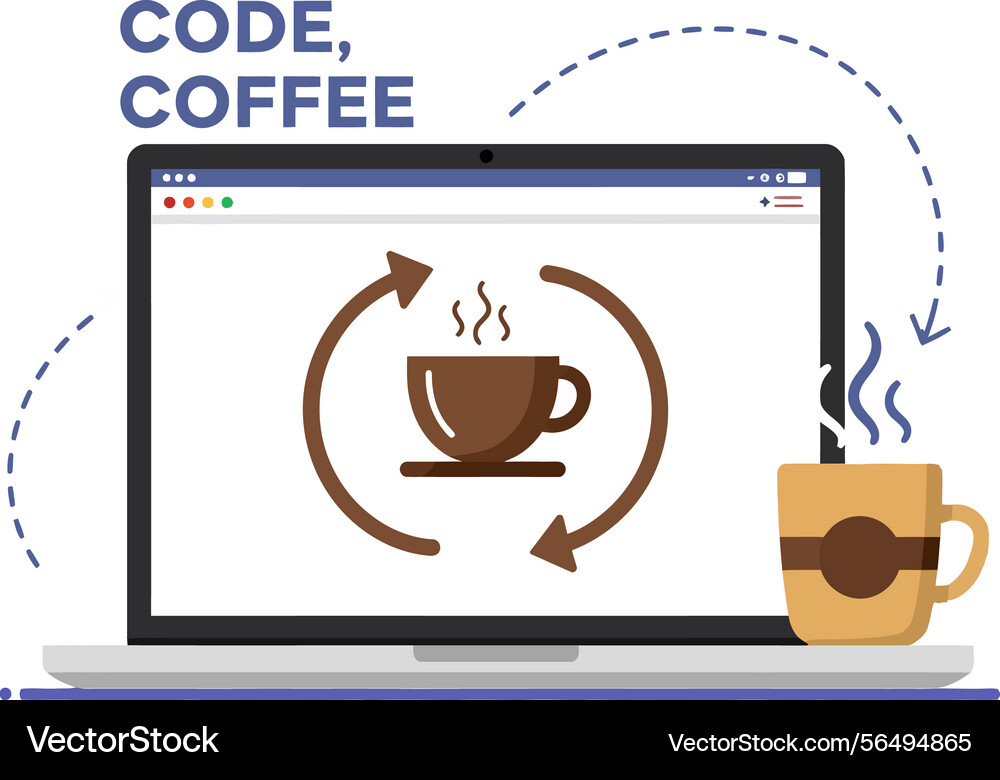 Coffee cup and laptop coding for tshirt prints Coffee cup and laptop coding for tshirt prints vector image