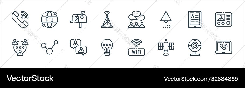 Communication line icons linear set quality Communication line icons linear set quality vector image
