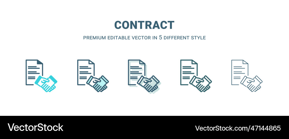 Contract icon in 5 different style outline filled Contract icon in 5 different style outline filled vector image