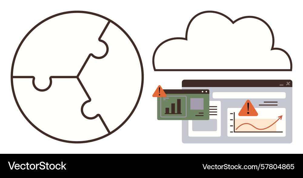 Data security risks represented by puzzle globe vector image