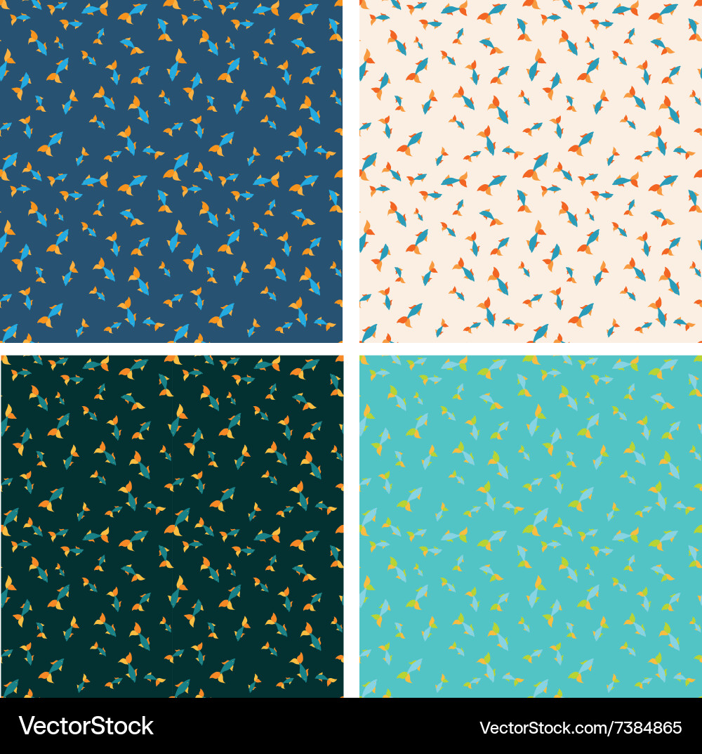 Different color fish seamless pattern set Vector Image