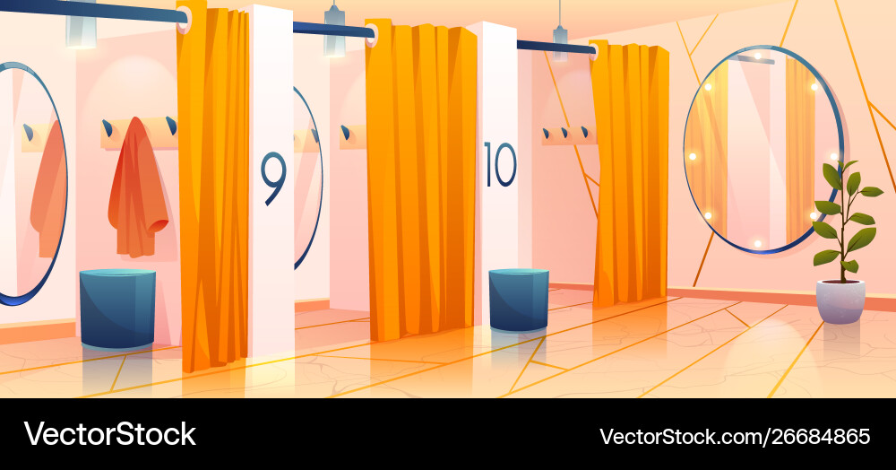 Empty Dressing Rooms - Store Row vector image