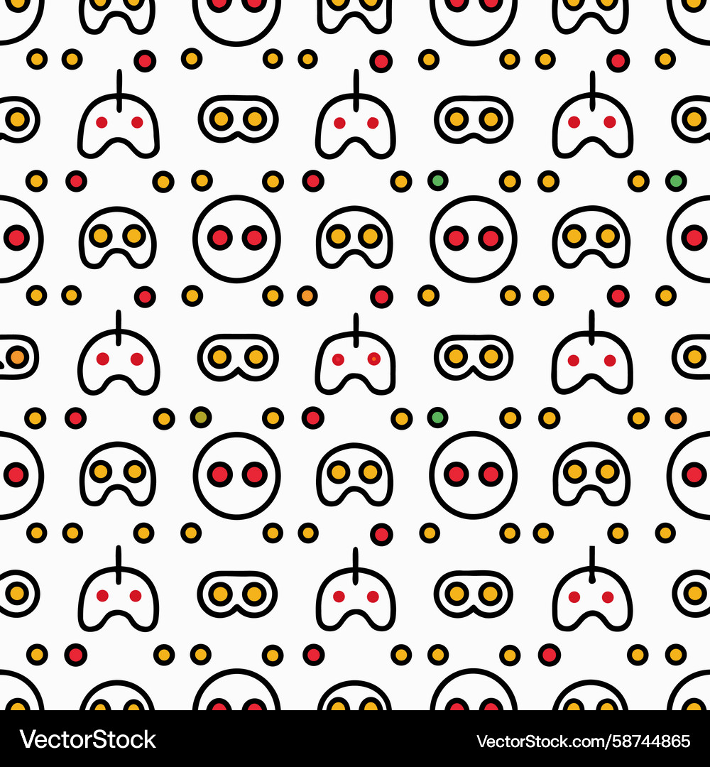 Game controllers faces pattern on white Game controllers faces pattern on white Vector Image