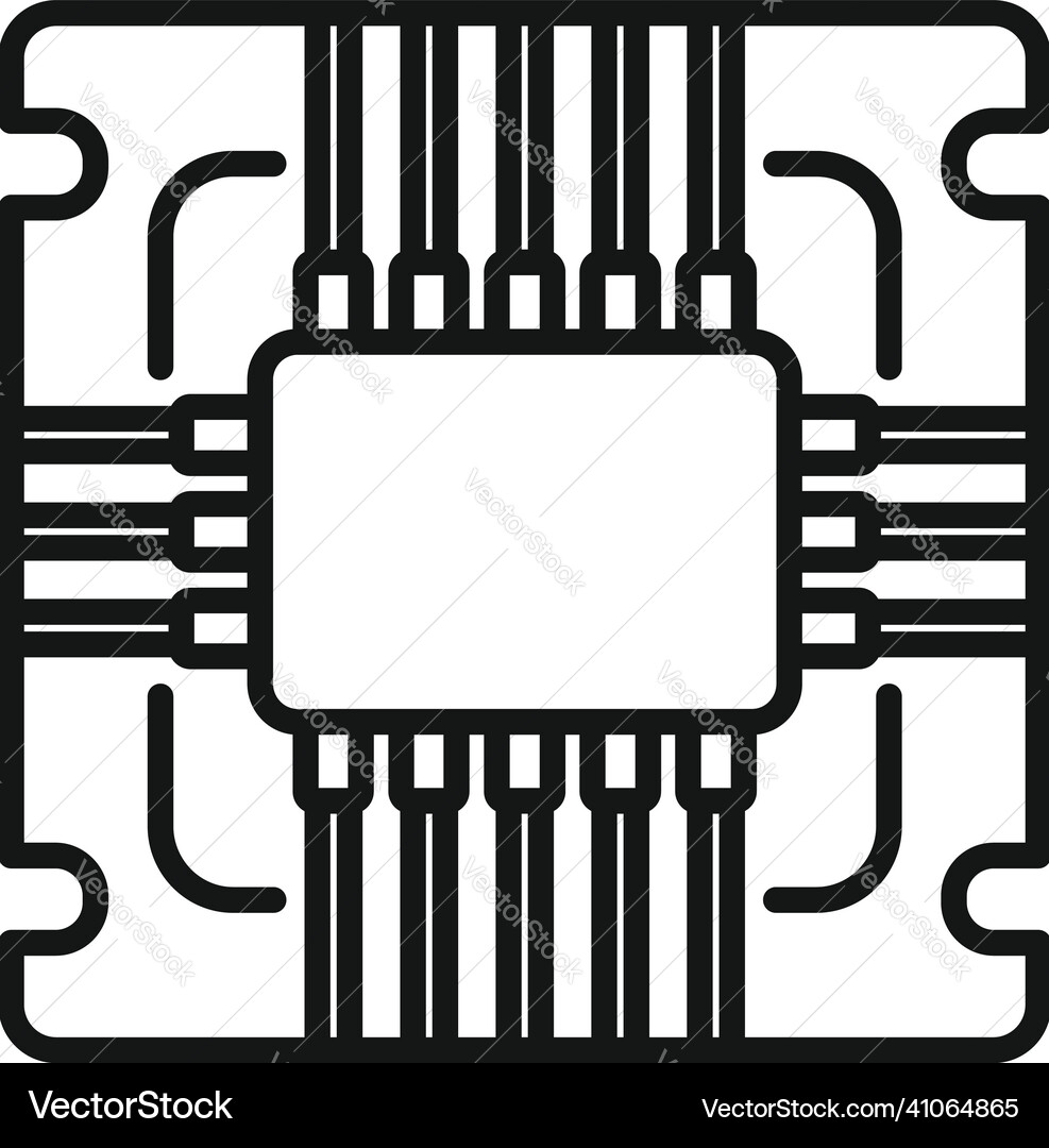 Hardware cpu icon outline chip circuit Hardware cpu icon outline chip circuit vector image