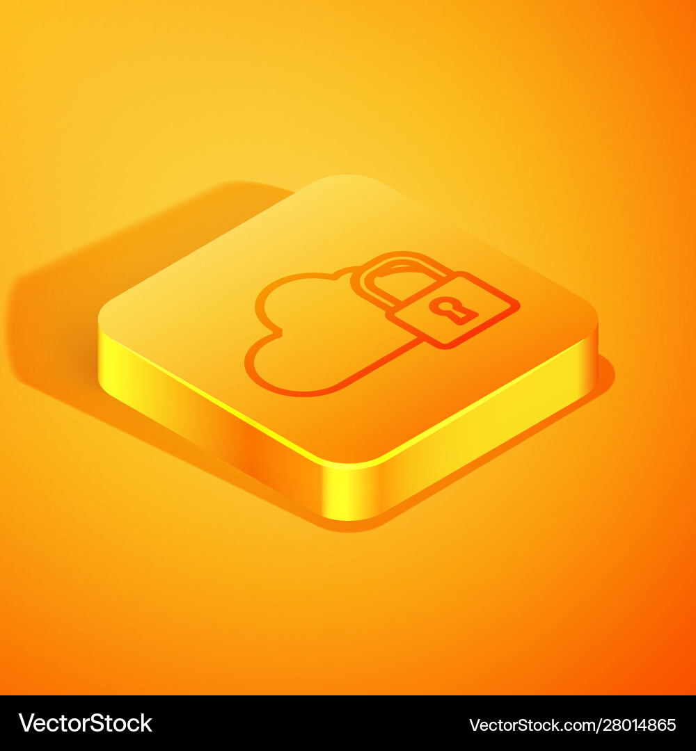 Isometric line cloud computing lock icon isolated Isometric line cloud computing lock icon isolated vector image