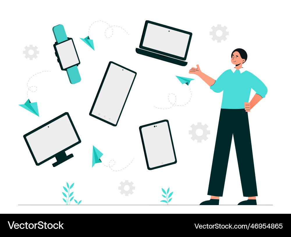 Man with gadgets Man with gadgets vector image