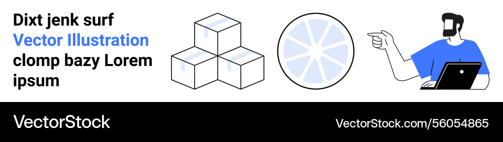 Man working on laptop with stacked cubes Man working on laptop with stacked cubes vector image