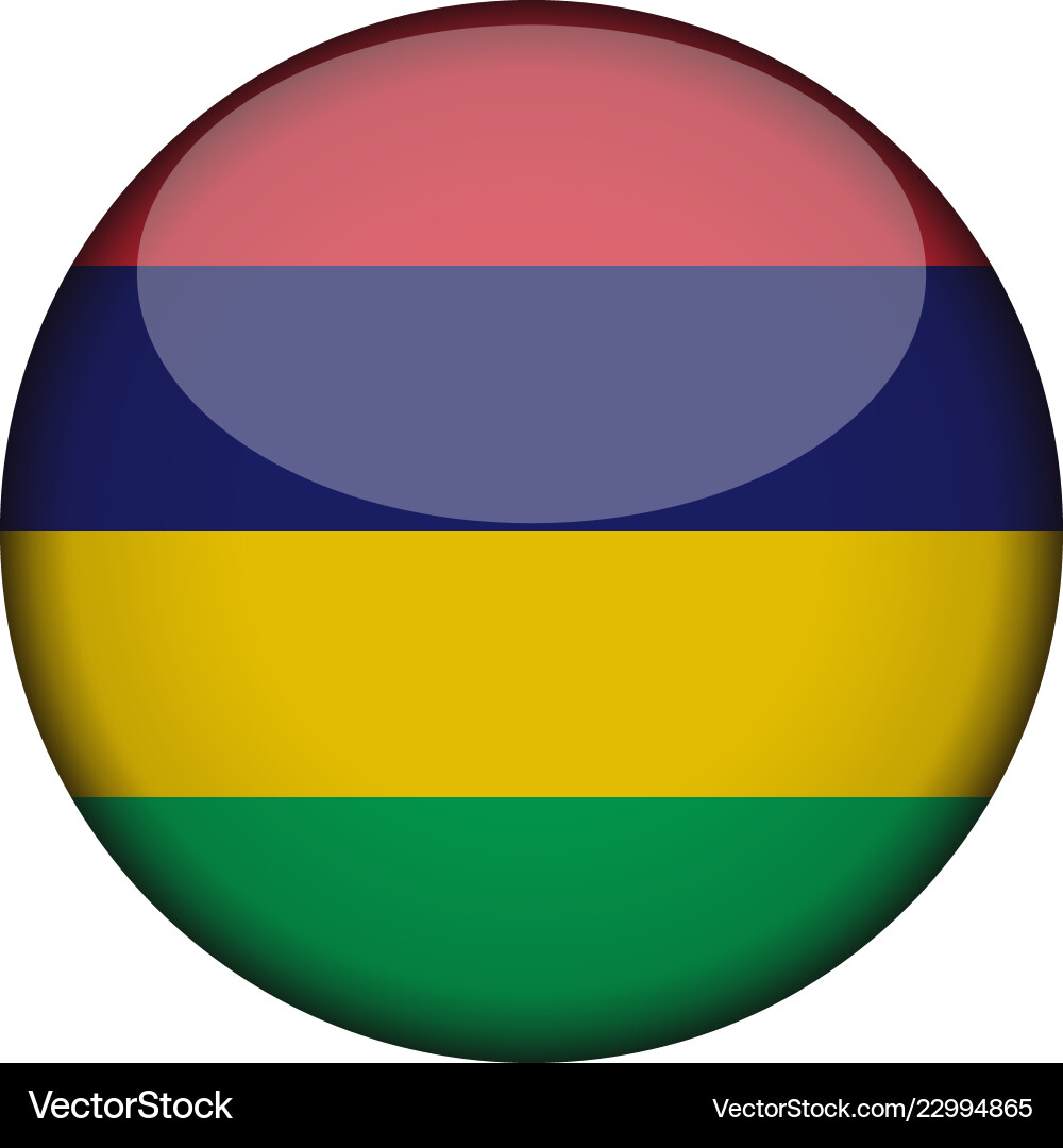 Mauritius flag in glossy round button of icon Vector Image