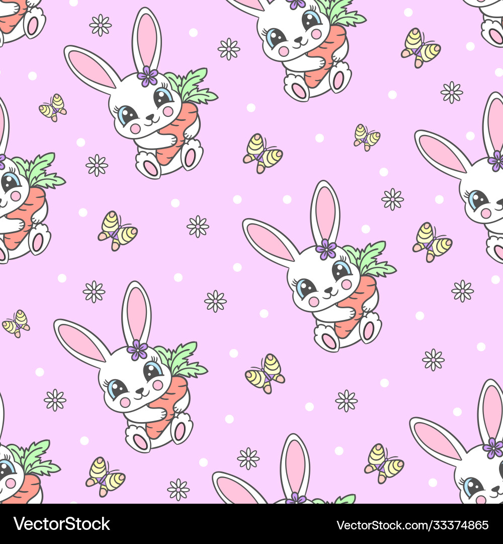Seamless pattern with a small white rabbit Seamless pattern with a small white rabbit vector image