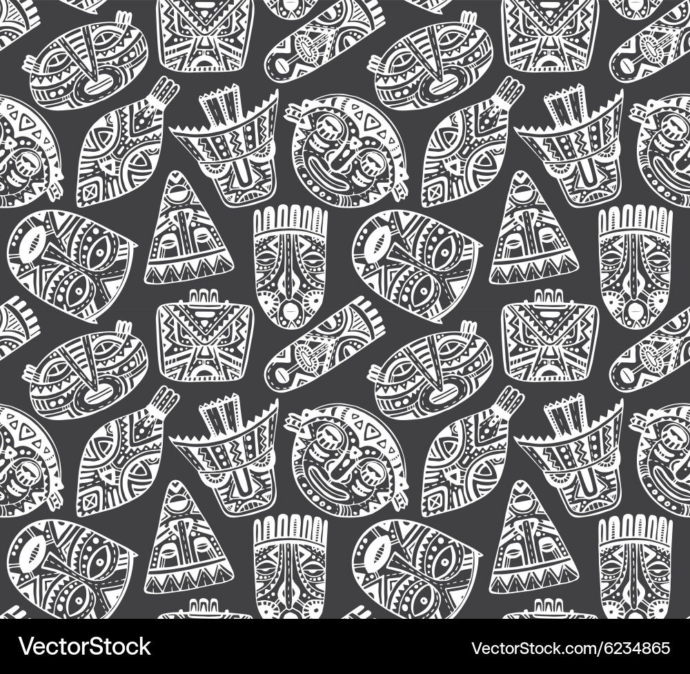 Seamless pattern with hand drawn fancy masks Vector Image