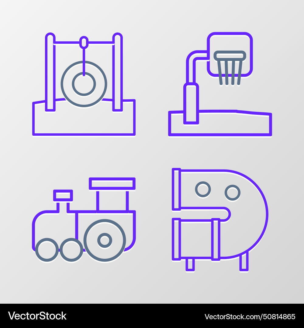 Set line kid playground slide pipe toy train Set line kid playground slide pipe toy train vector image