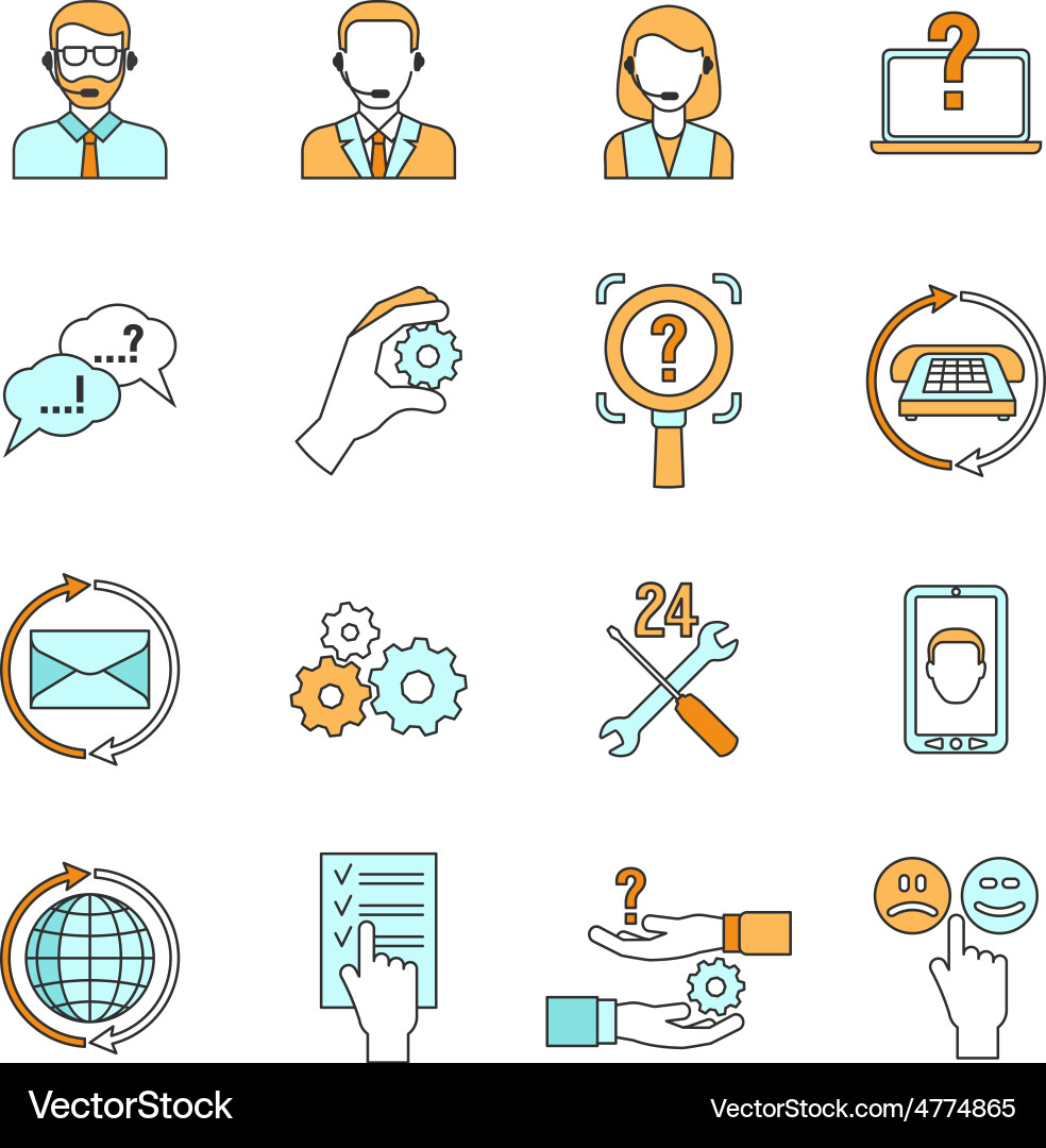Support icons set vector image