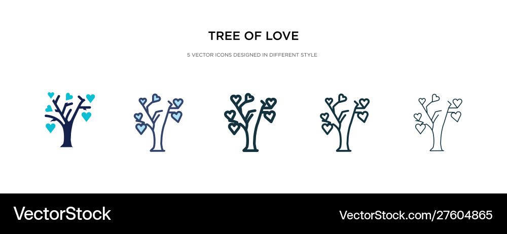 Tree love icon in different style two colored Tree love icon in different style two colored vector image