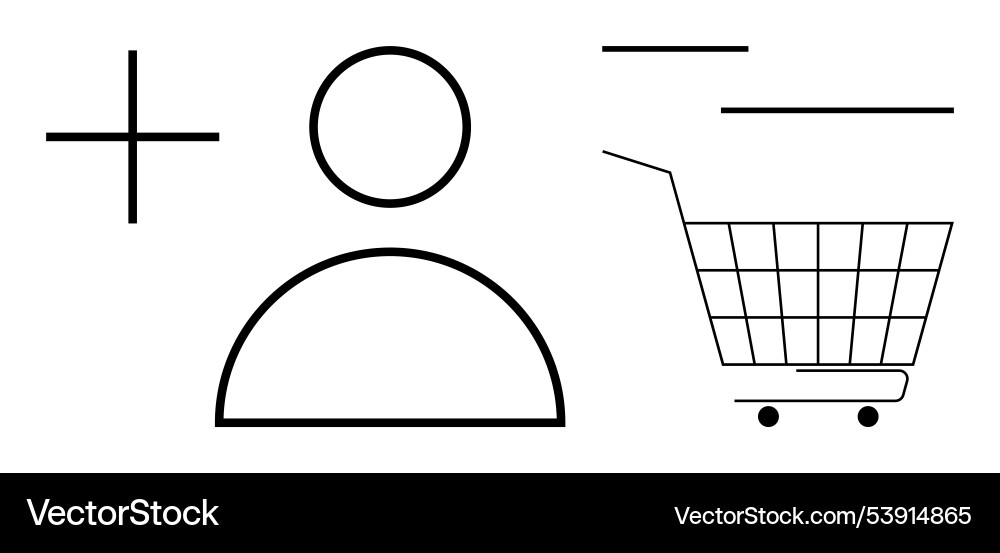 User profile addition with shopping cart outline User profile addition with shopping cart outline vector image