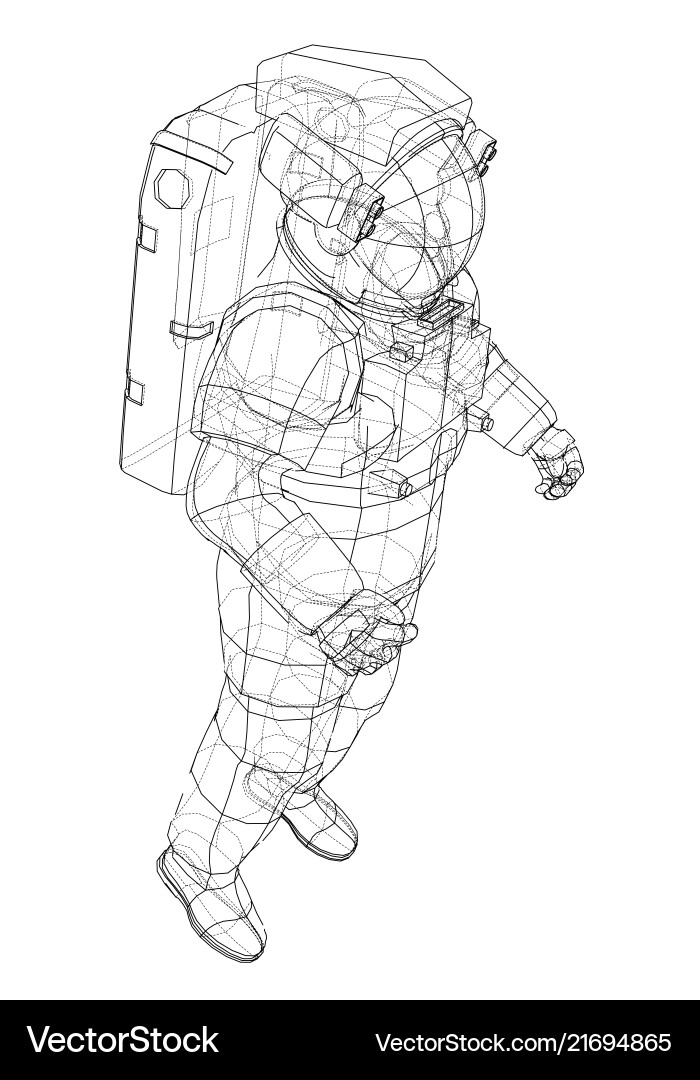 Wireframe Astronaut in Space vector image
