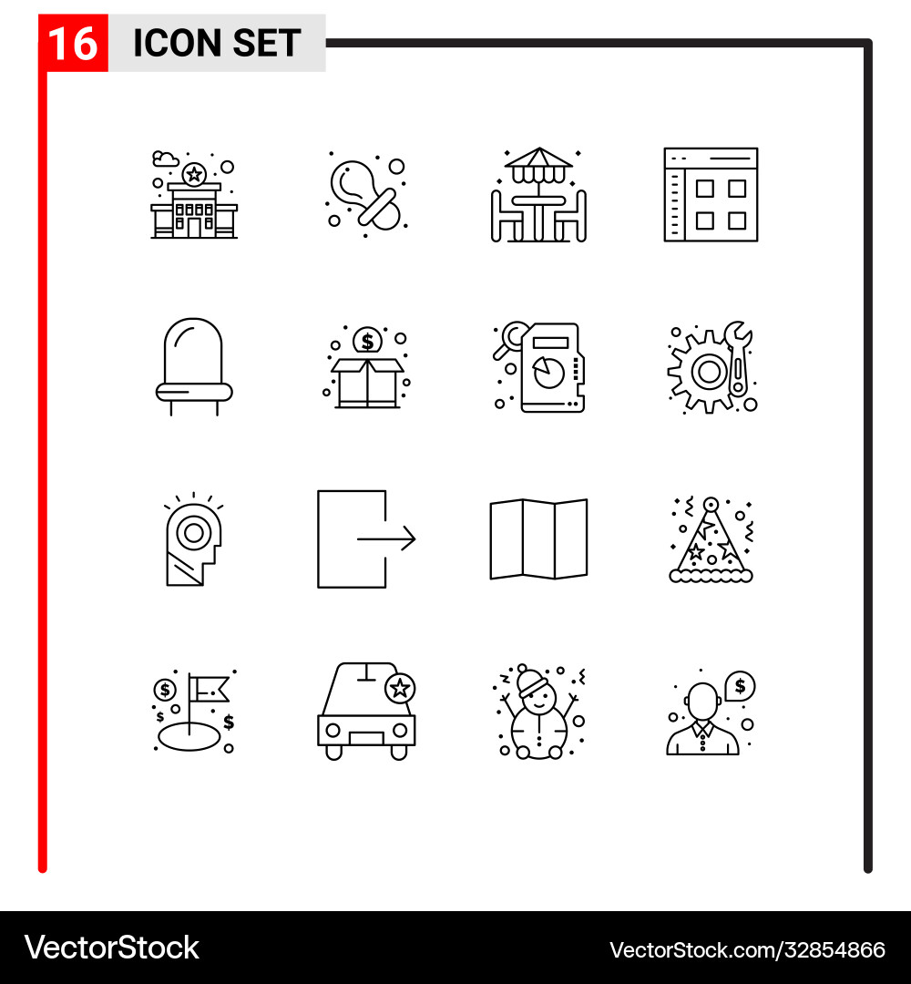 16 universal outlines set for web and mobile Vector Image