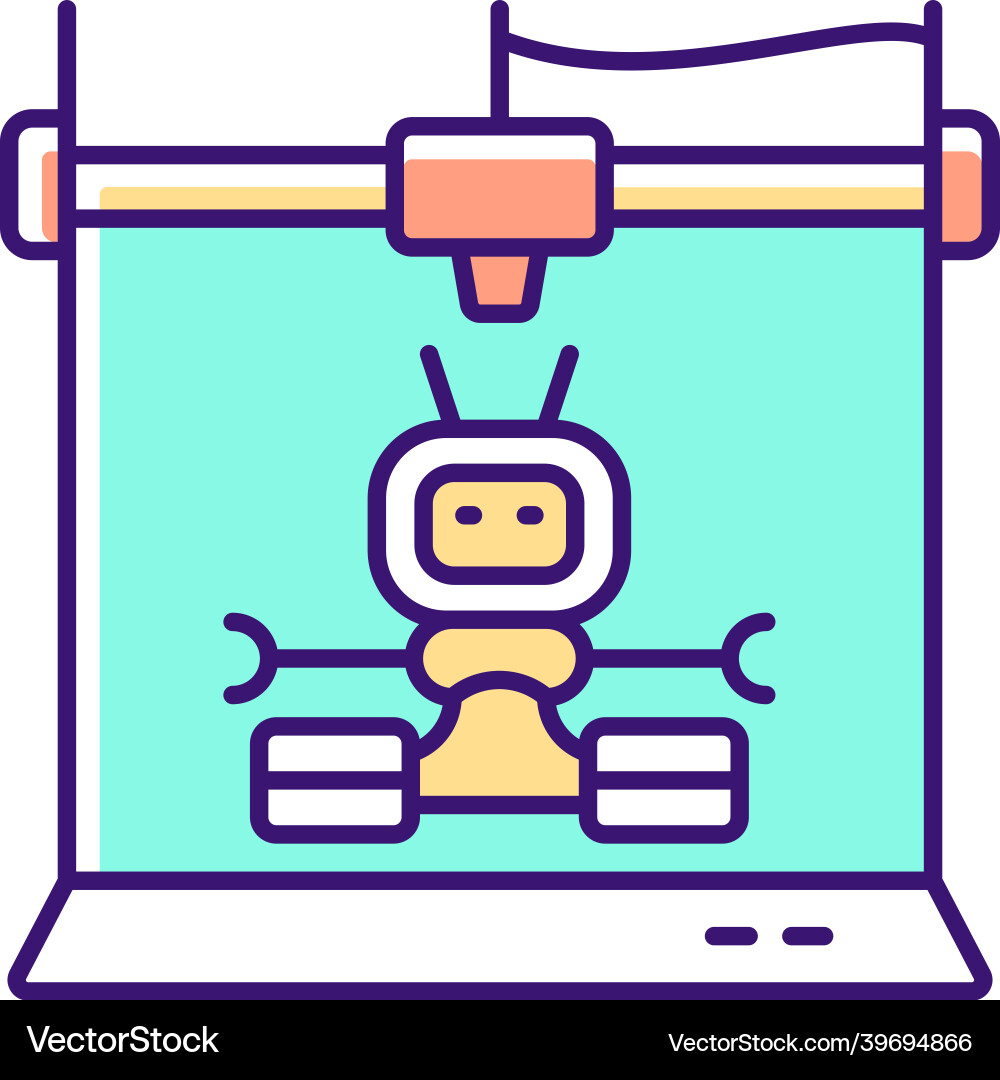 3d robots printing rgb color icon Vector Image