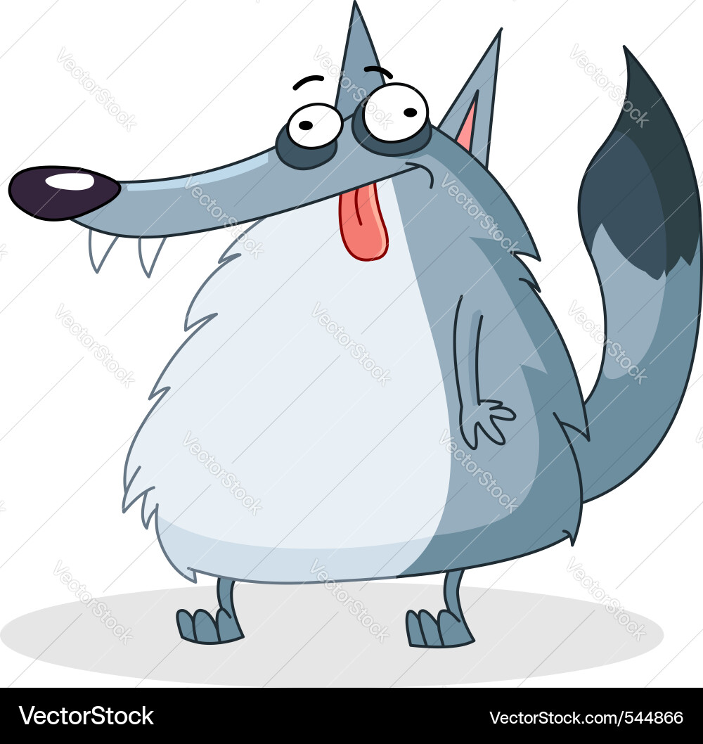 Cute Cartoon Wolf Vector Image