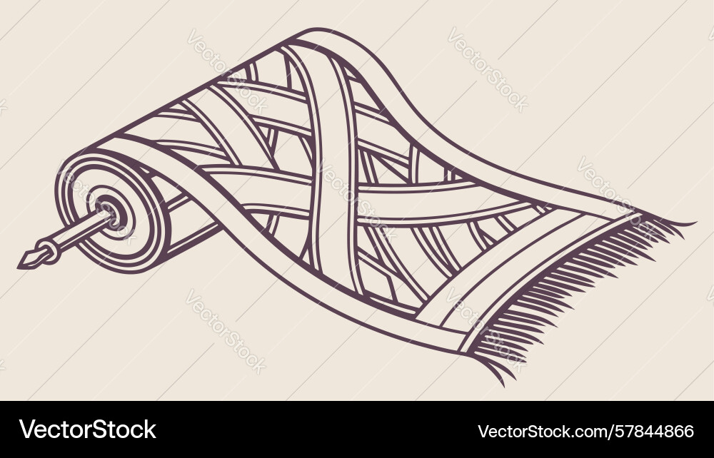 Detailed rolled carpet with intricate patterns Vector Image