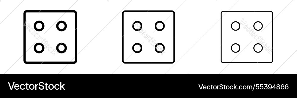 Dice icons in three different stroke lines vector image