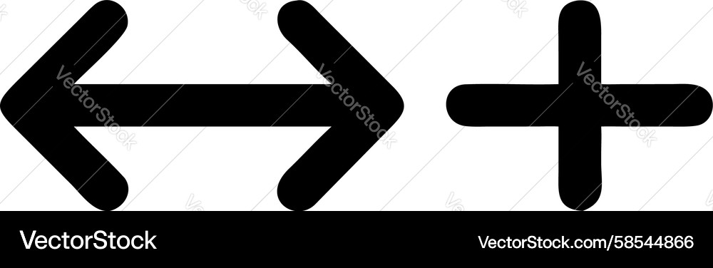 Expand & Add Icon - Plus Arrows Vector Image