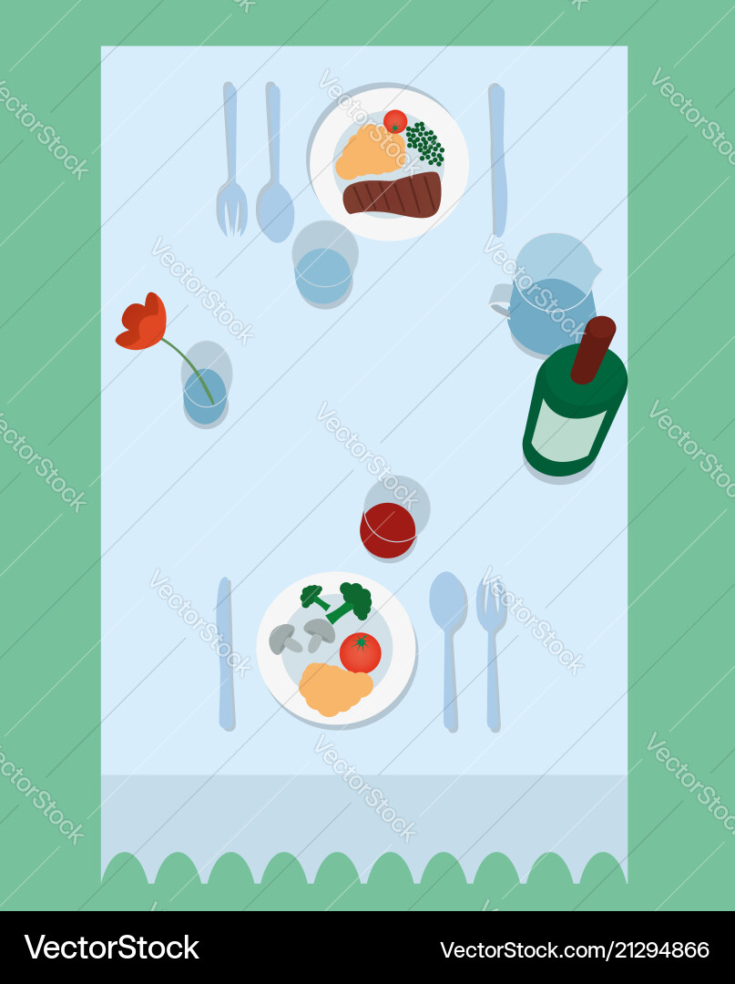 Flat table for two Flat table for two vector image
