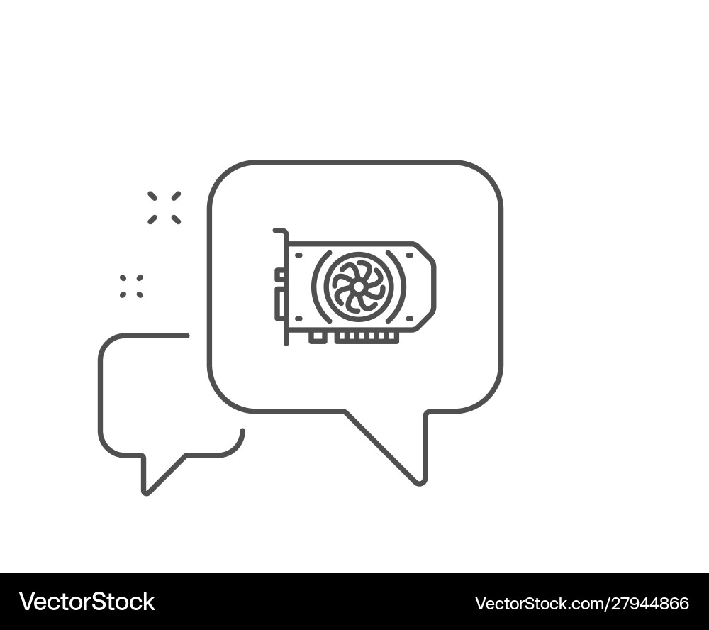 Gpu graphic card line icon computer component Vector Image