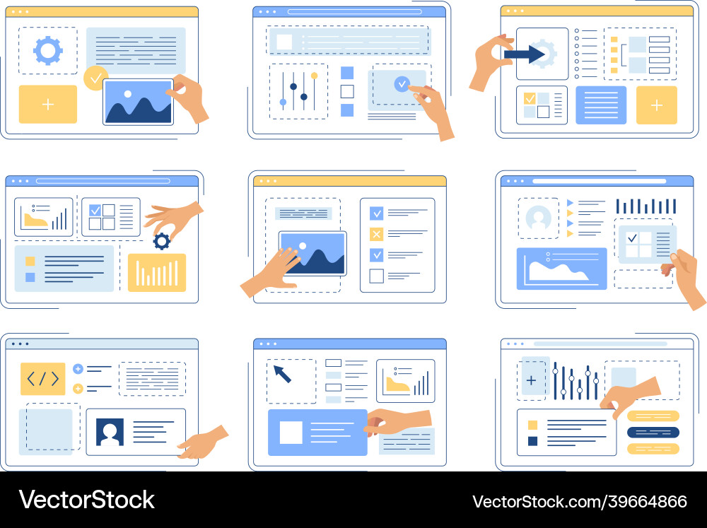 Hands making app web developers designers Hands making app web developers designers Vector Image