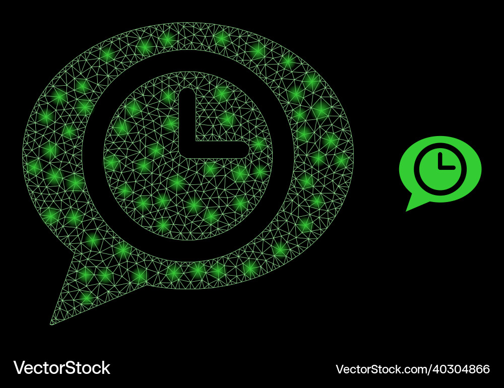 Mesh web time message balloon with glowing Mesh web time message balloon with glowing vector image