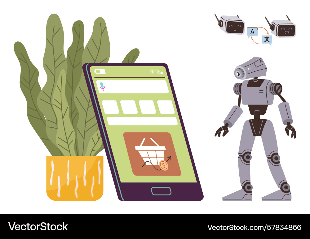 Mobile shopping app robotics and ai development Mobile shopping app robotics and ai development vector image